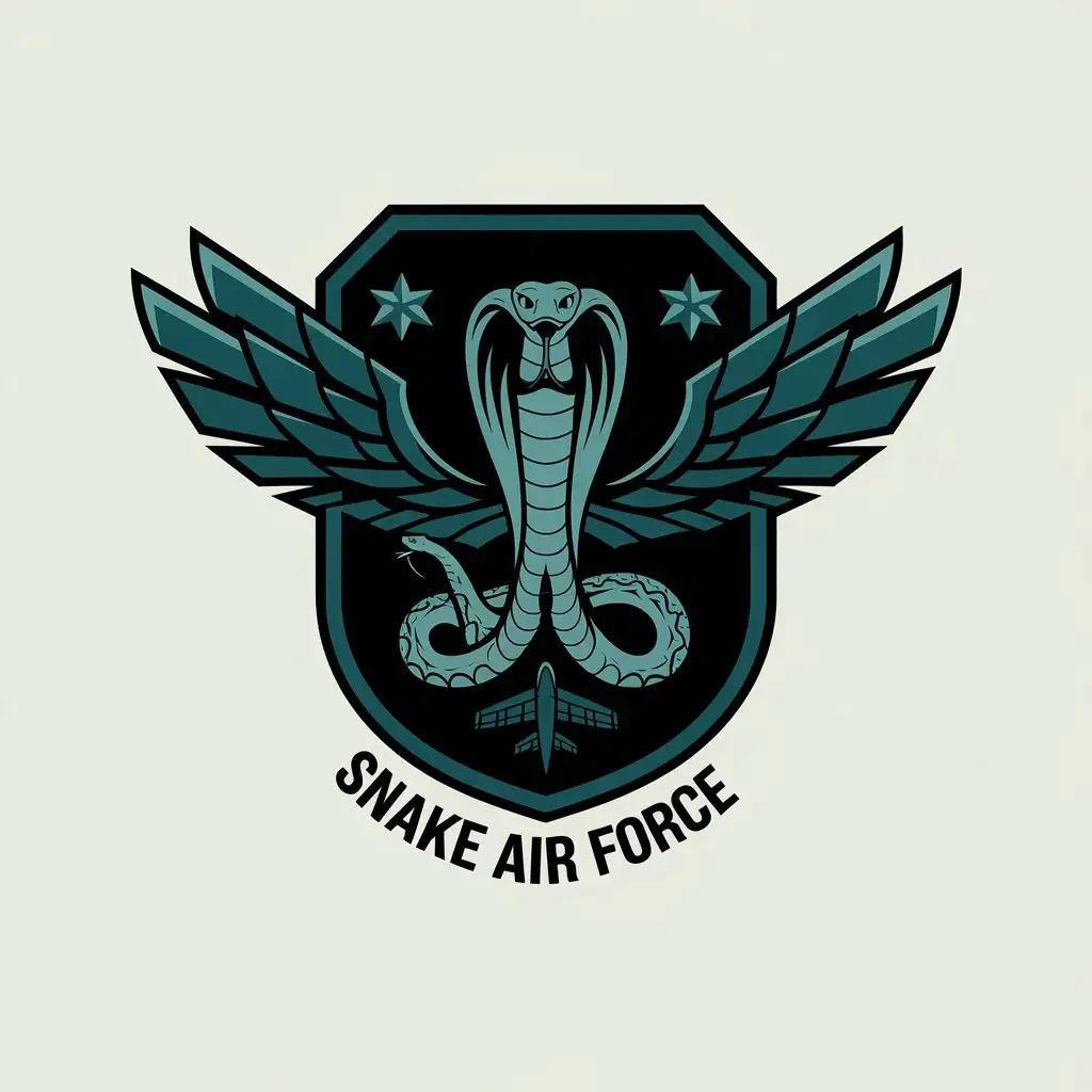 LOGO Design for Snake Air Force Shield King Snake with Wings and Airplane Military Style