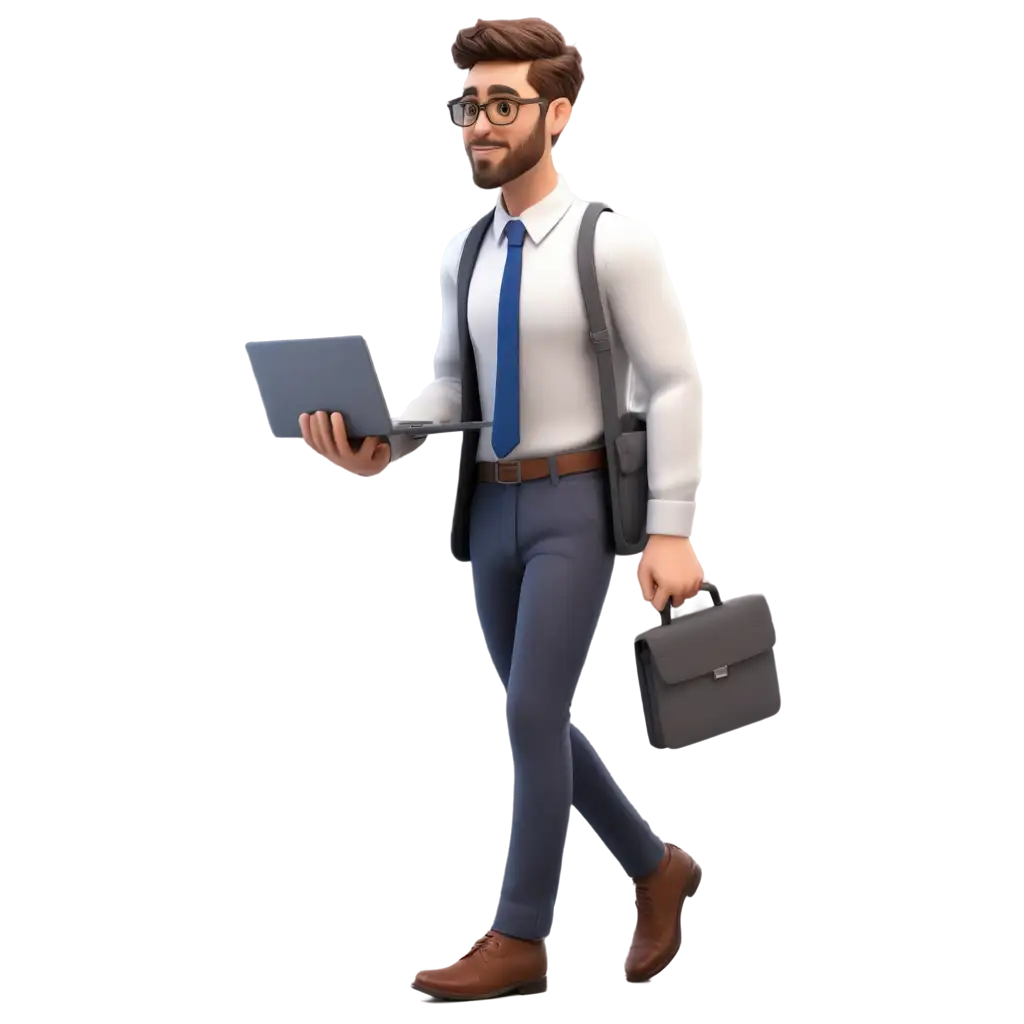 Animated-Corporate-PNG-The-Walking-Office-Professional-with-a-Laptop