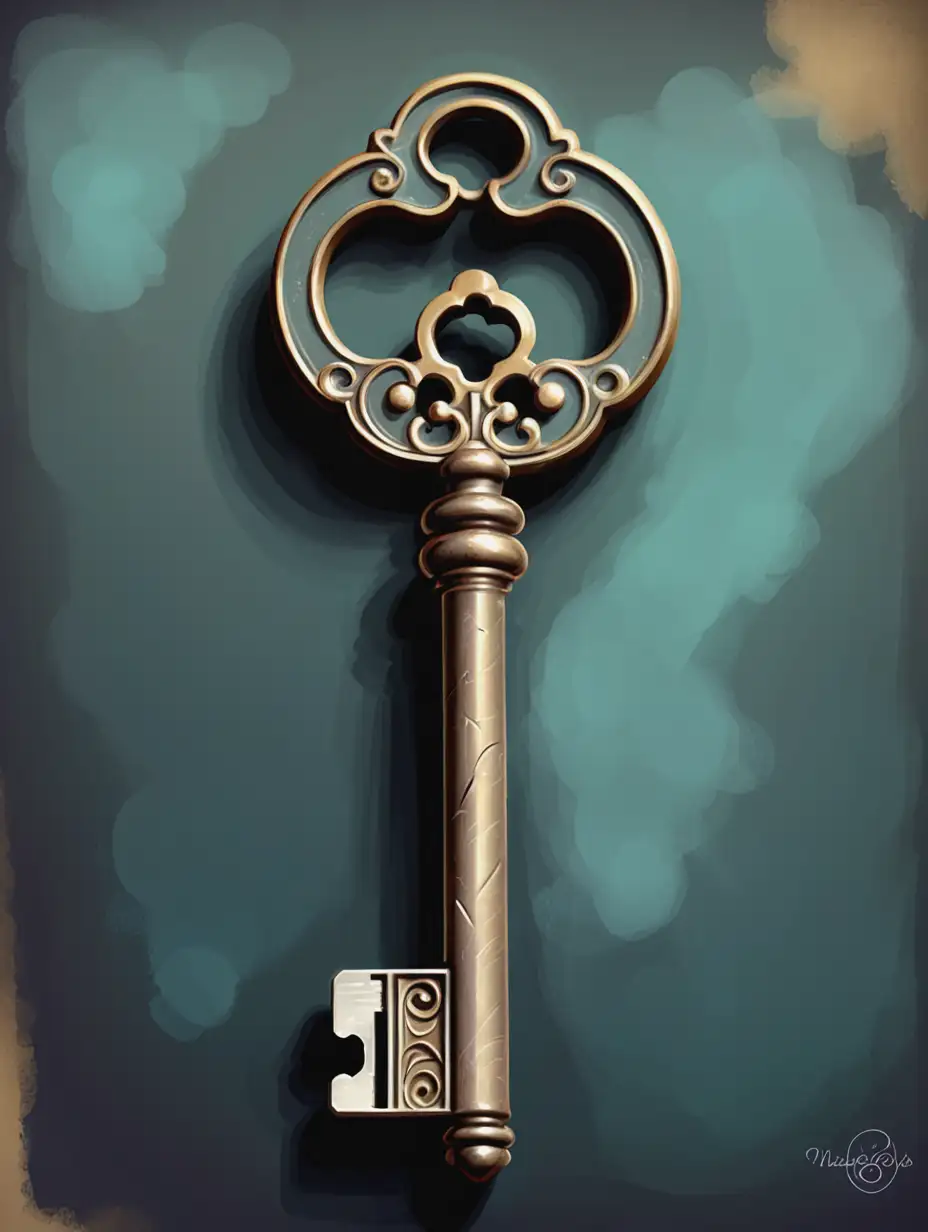 Vintage 1920s Key Digital Painting