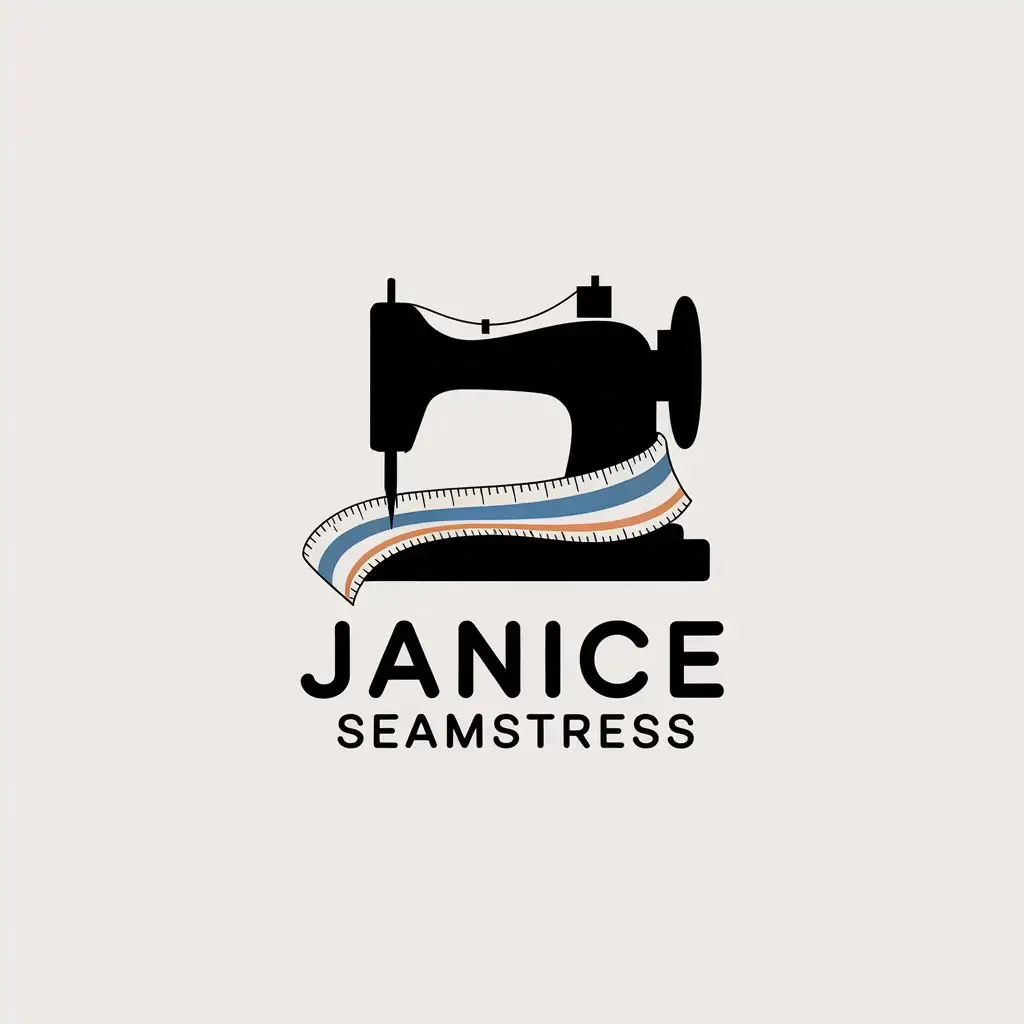 LOGO-Design-for-Janice-Seamstress-Minimalistic-Sewing-Machine-on-Clear-Background