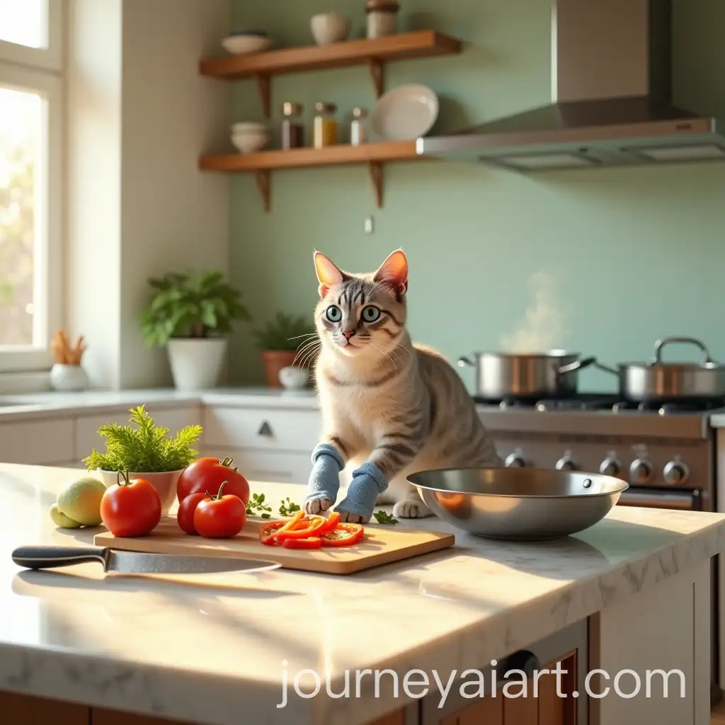 Elegant-Cat-Cooking-in-a-Modern-Kitchen-with-Professional-Precision