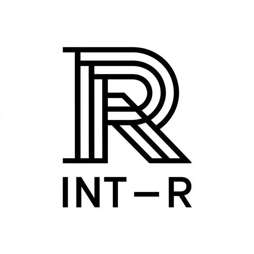 a vector logo design,with the text "int_R", main symbol:R,complex,be used in Internet industry,clear background