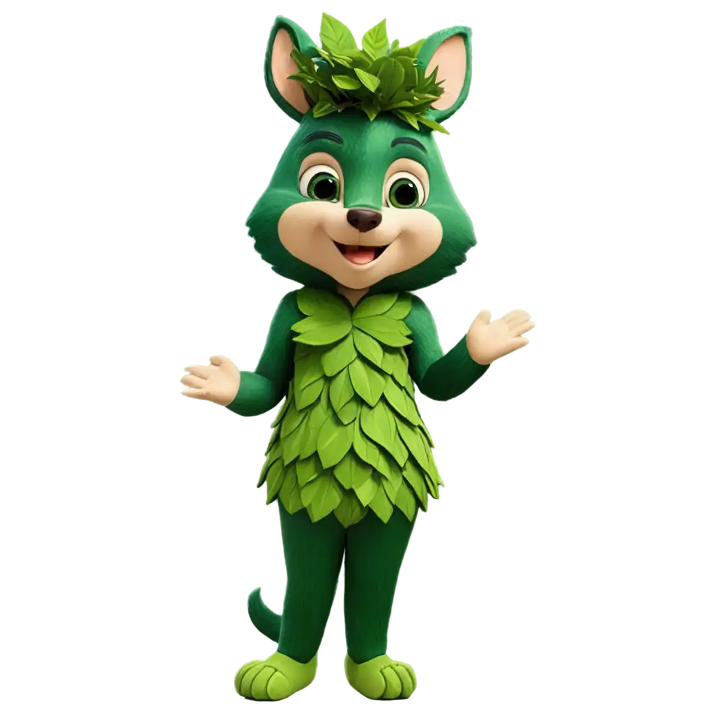 ForestPNG-Image-Usage-ScenariosThemed-Mascots-in-Green-Leaf-Outfits-PNG-Unique-and-Visually-Attractive-Characters