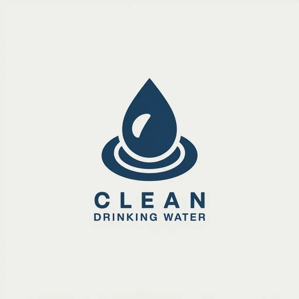 a vector logo design,with the text "clean drinking water", main symbol:Droplets, healthy, environmental protection, comprehensive, home, school,Minimalistic,be used in Technology industry,clear background