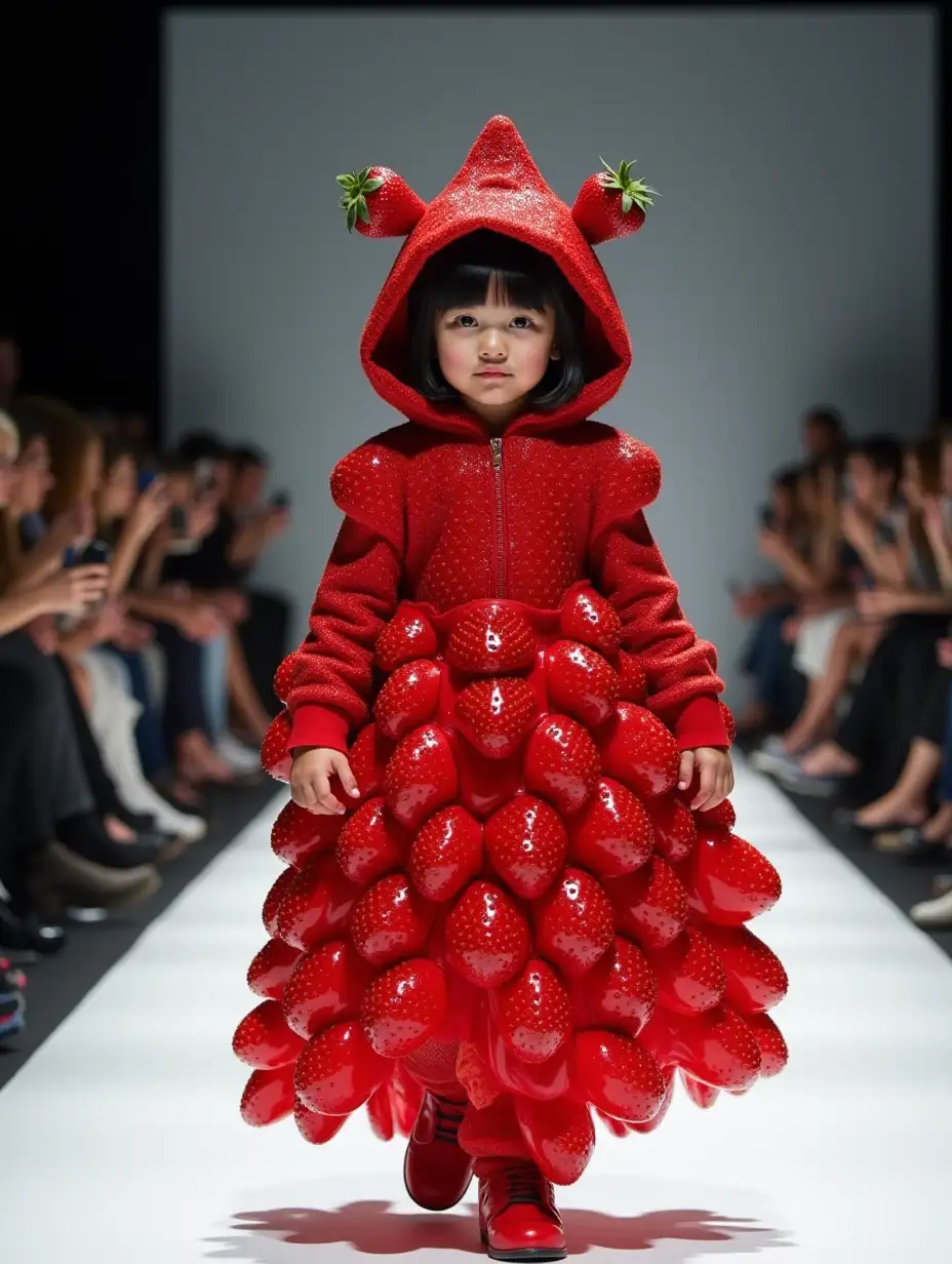 Little-Girl-in-Surrealist-Strawberry-Fashion-on-Runway