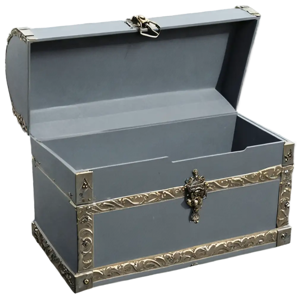 empty gray treasure box