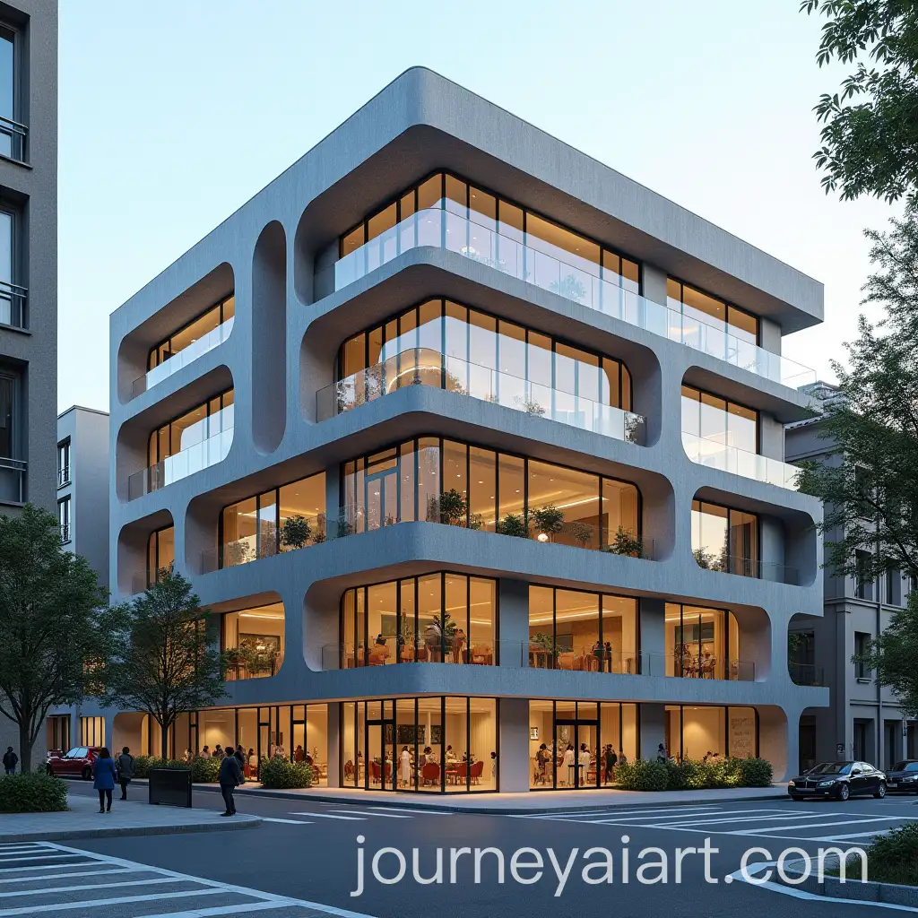 Modern-Office-Building-with-Exhibition-Hall-in-Urban-Setting