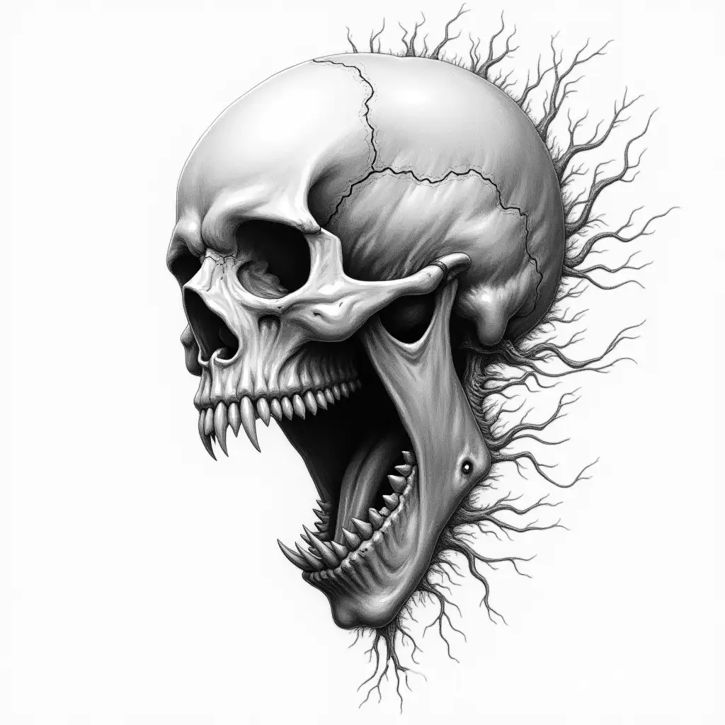 Intricate-Guilloche-Style-Pencil-Drawing-of-a-Screaming-Skull