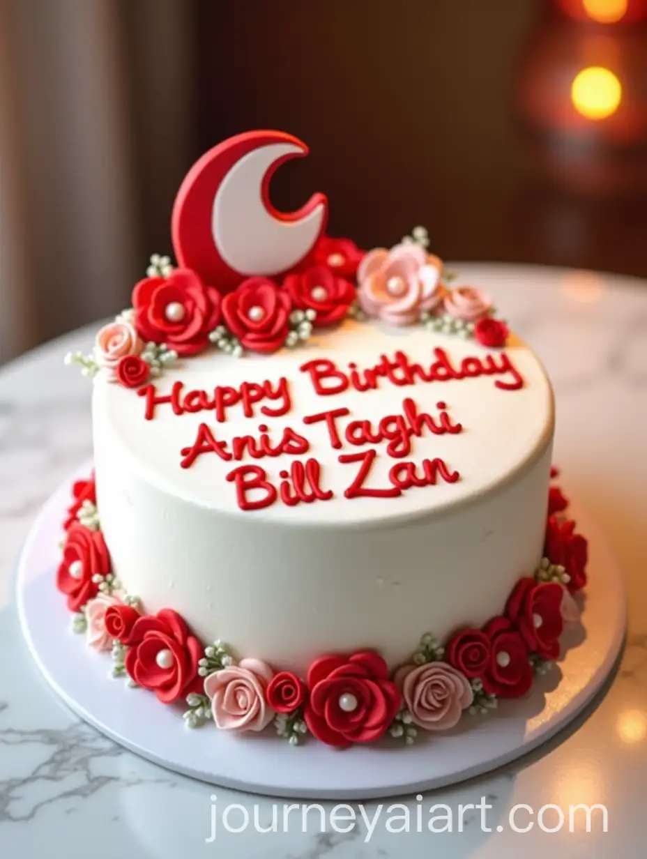Exquisite-Red-CrescentThemed-Birthday-Cake-with-Floral-Decorations