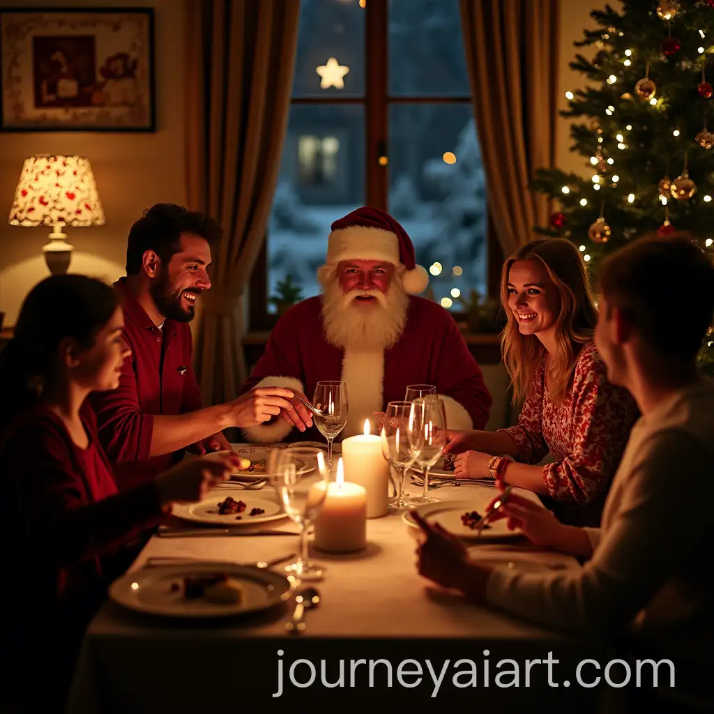 Family-Christmas-Dinner-with-Santa-Claus-Celebrating-Together