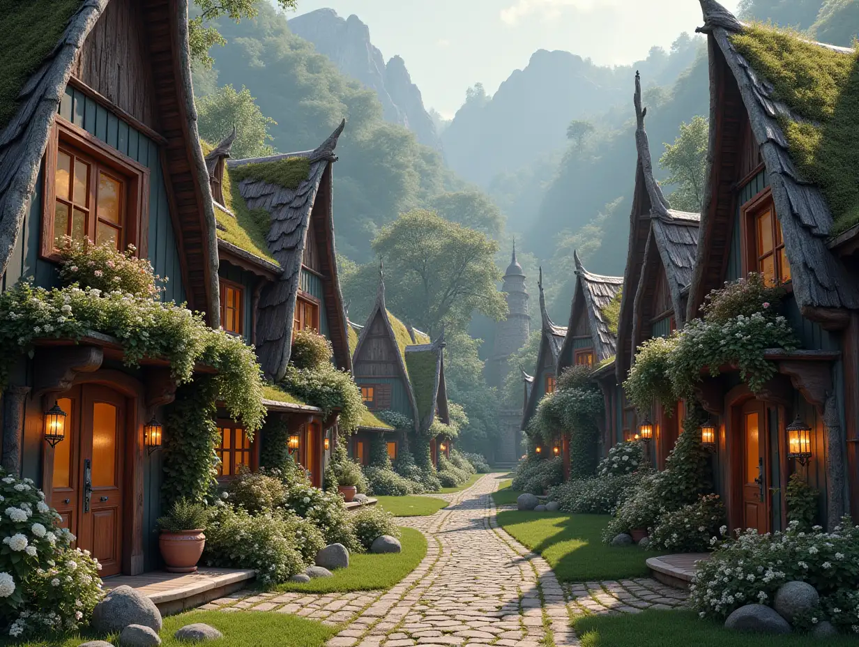 Cozy fairy tale town in a fantasy style