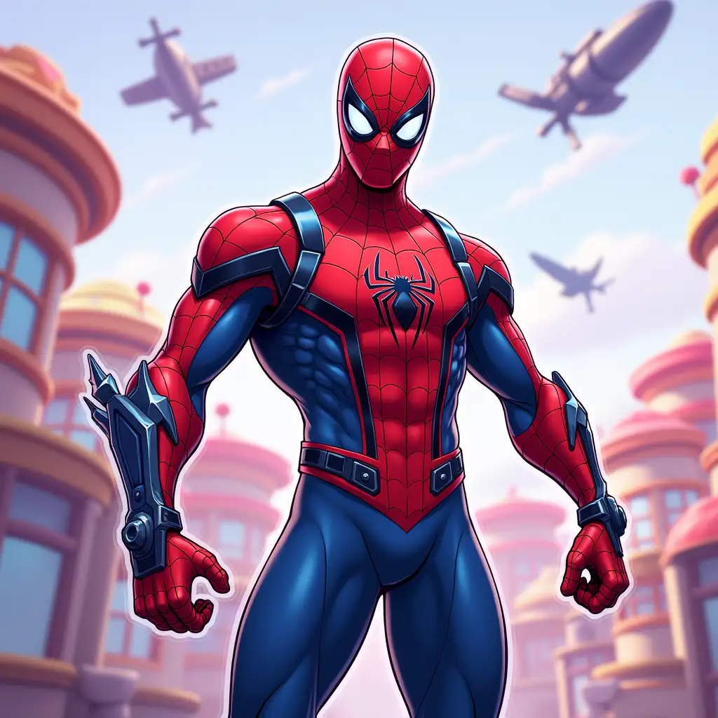 FortniteInspired-SpiderMan-Character-with-Bold-Art-Style-and-Action-Pose