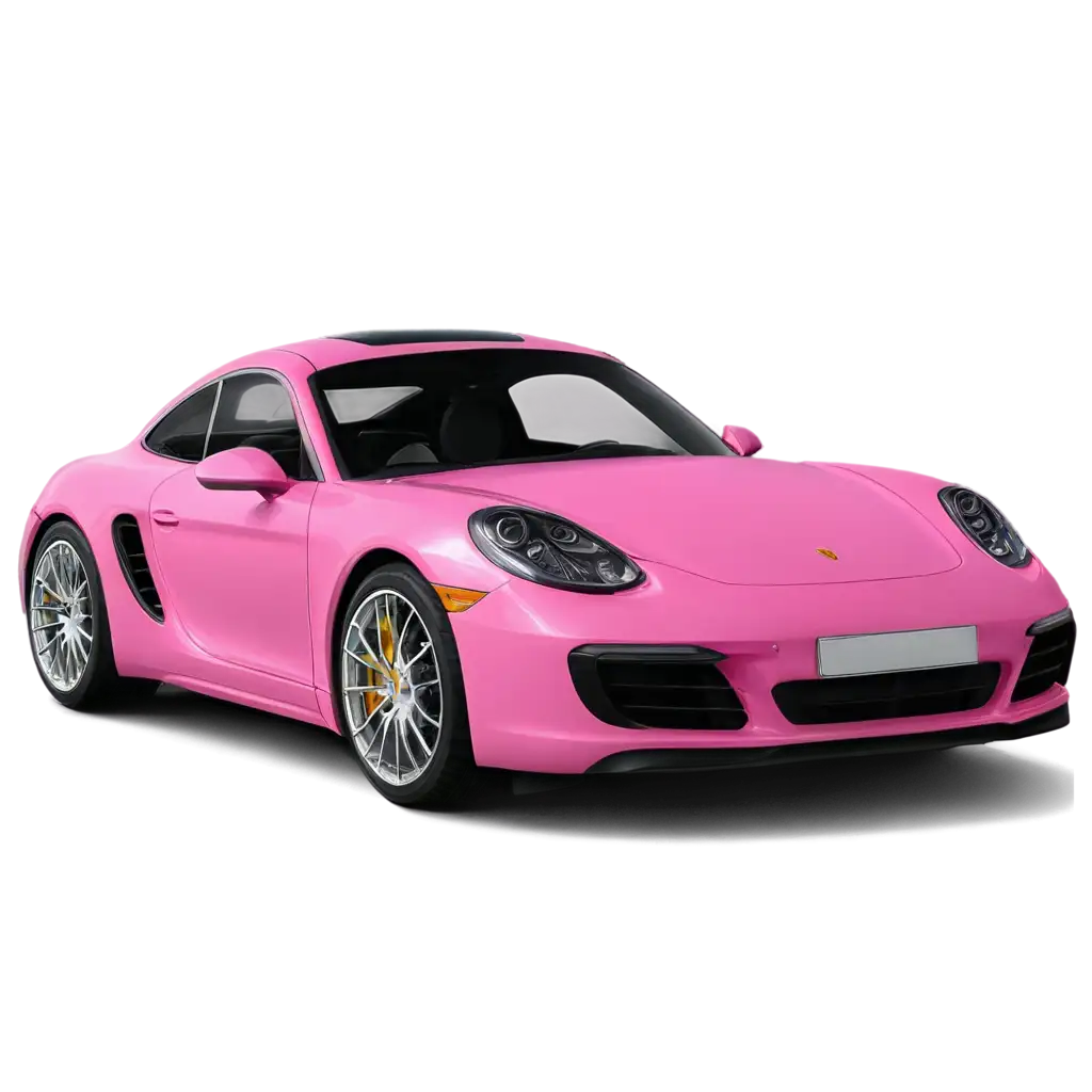 Pink porche car with side view