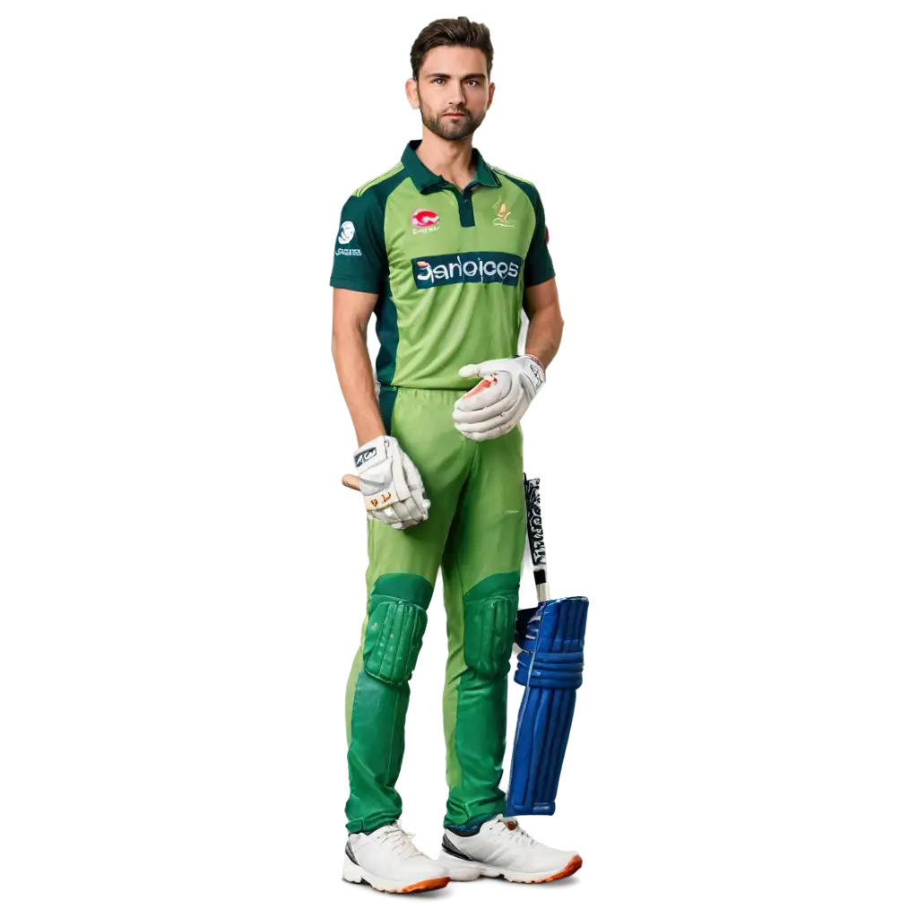 Cricket-Player-in-Green-Jersey-PNG-Image-with-Clear-Face-Detail-Full-Pose-for-HighQuality-Designs