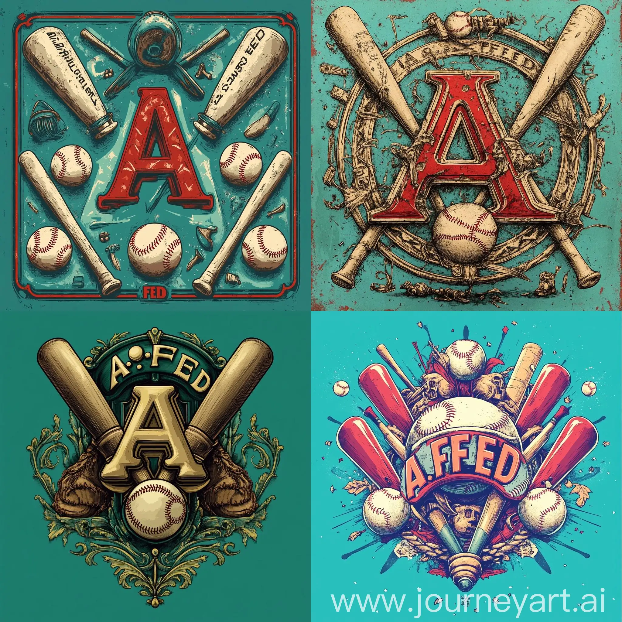 Baseball-Teams-Emblem-with-Baseball-Equipment-on-Turquoise-Background