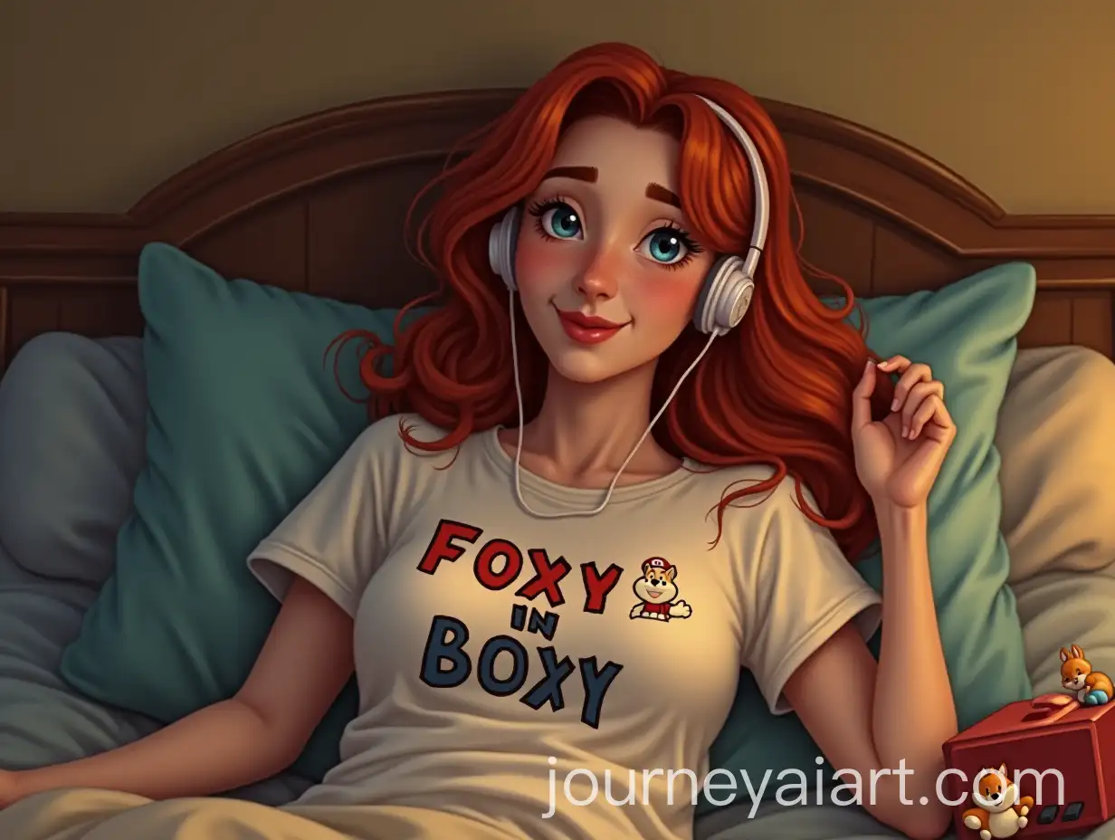 Redhead-Girl-in-Bed-Playing-Retro-Games-with-Nintendo-Console-and-Figurines