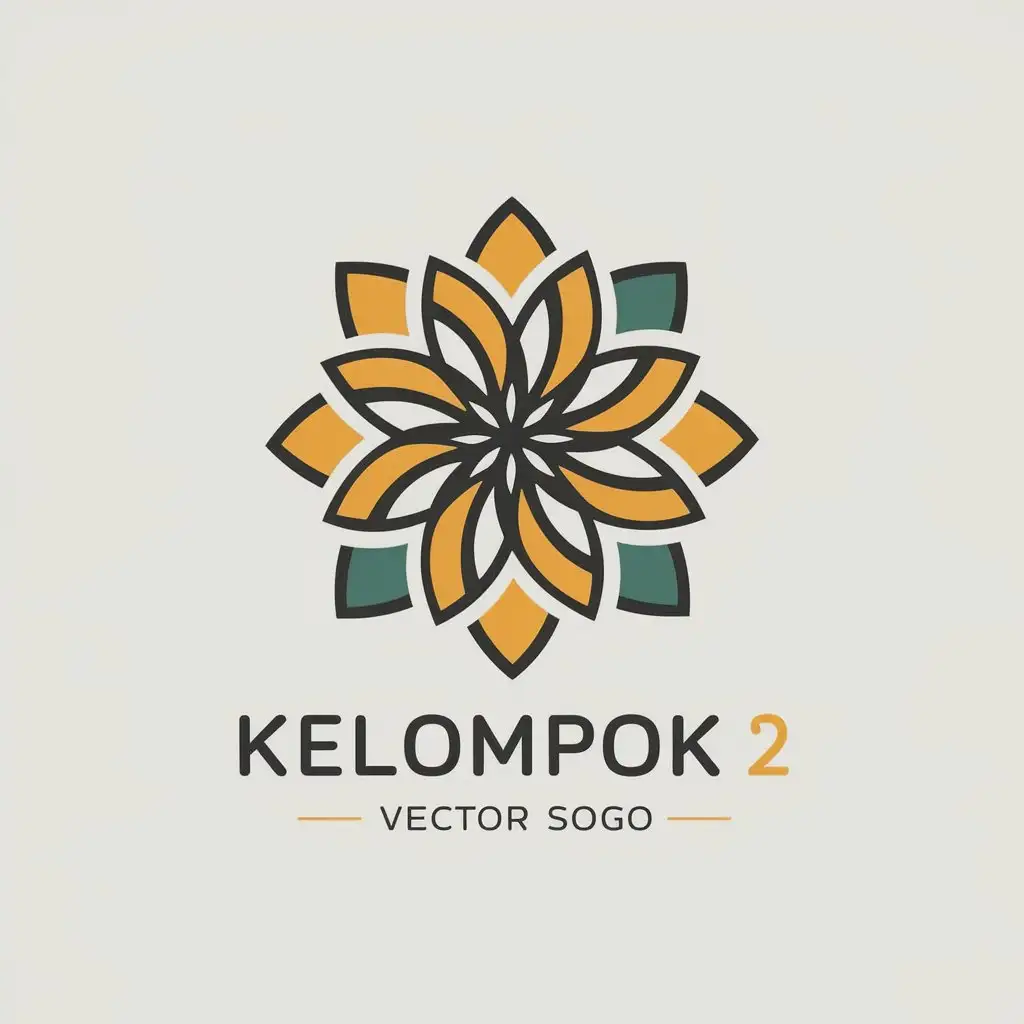 a vector logo design,with the text "KELOMPOK 2", main symbol:BATIK,Minimalistic,clear background