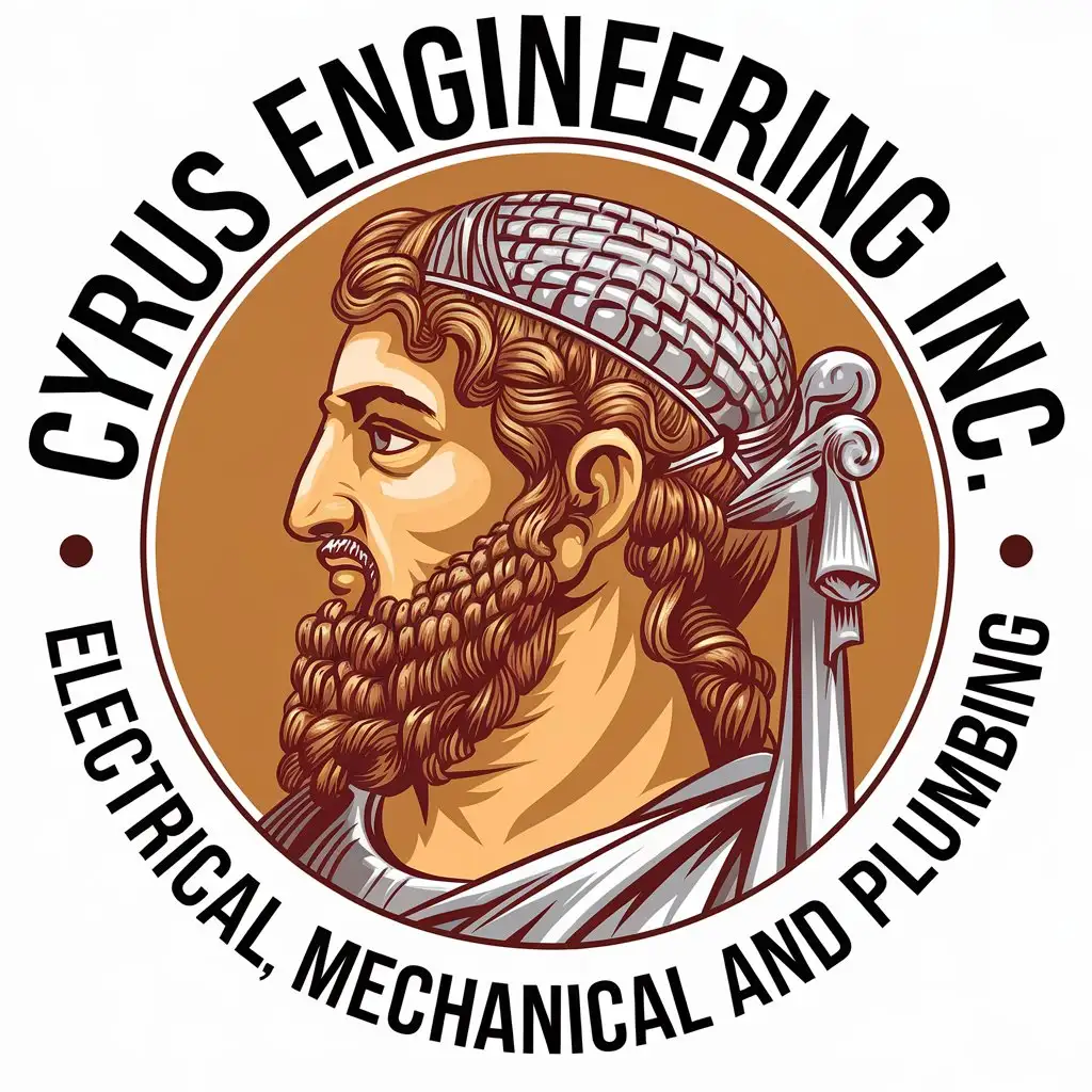 LOGO Design for Cyrus Engineering Inc HVAC Electrical Plumbing Solutions with Iranian King Symbol