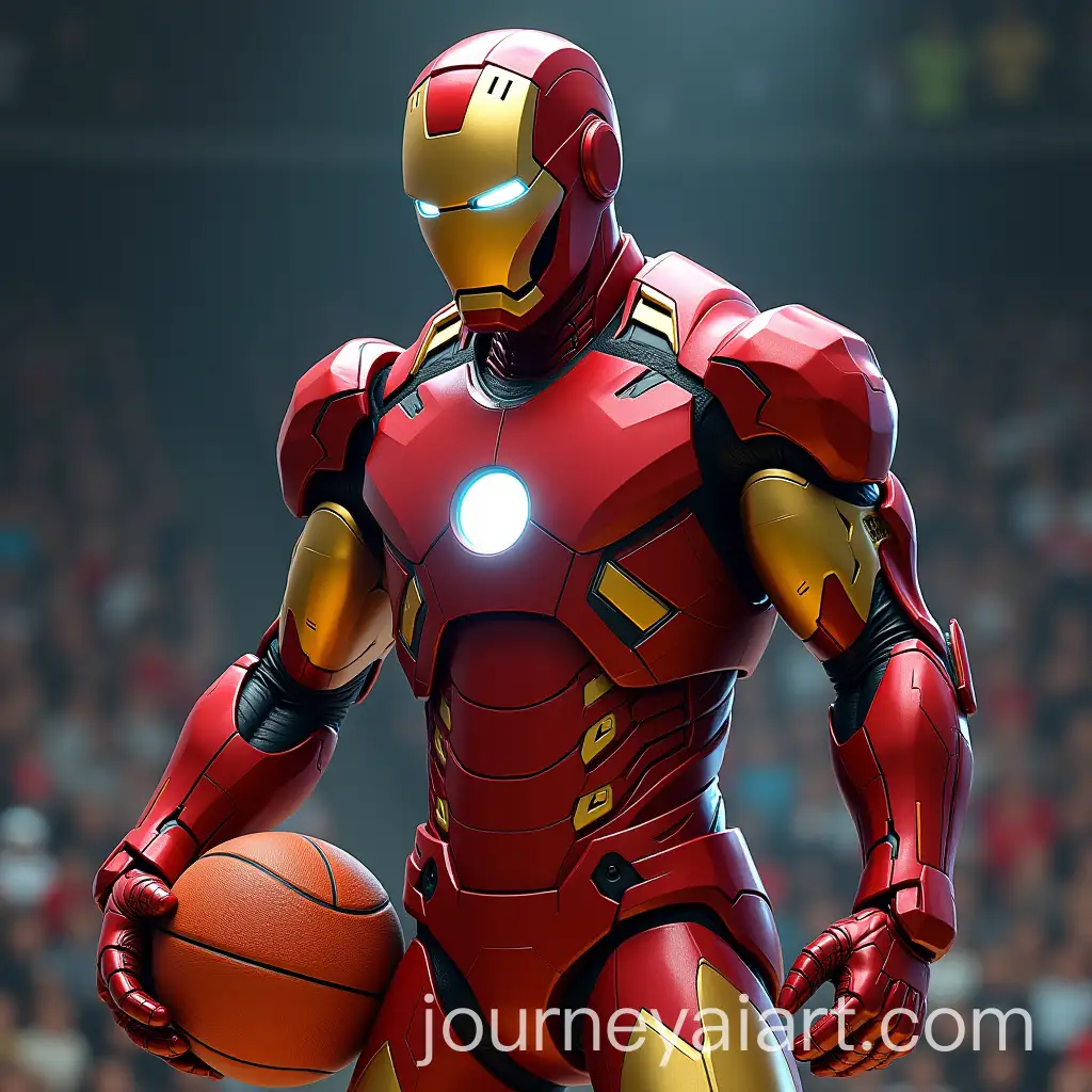 Iron-Man-Basketball-Kit-Featuring-Superhero-Gear-and-Action-Pose