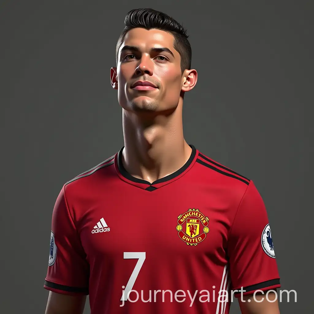 Cristiano-Ronaldo-in-Manchester-United-Shirt-Realistic-Half-Body-Portrait