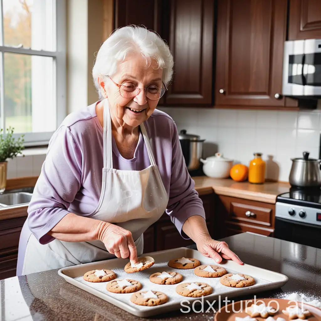 elderly woman baking cookies