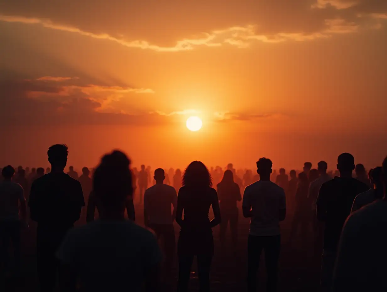 viewing the sunset in a crowd, will and rebirth