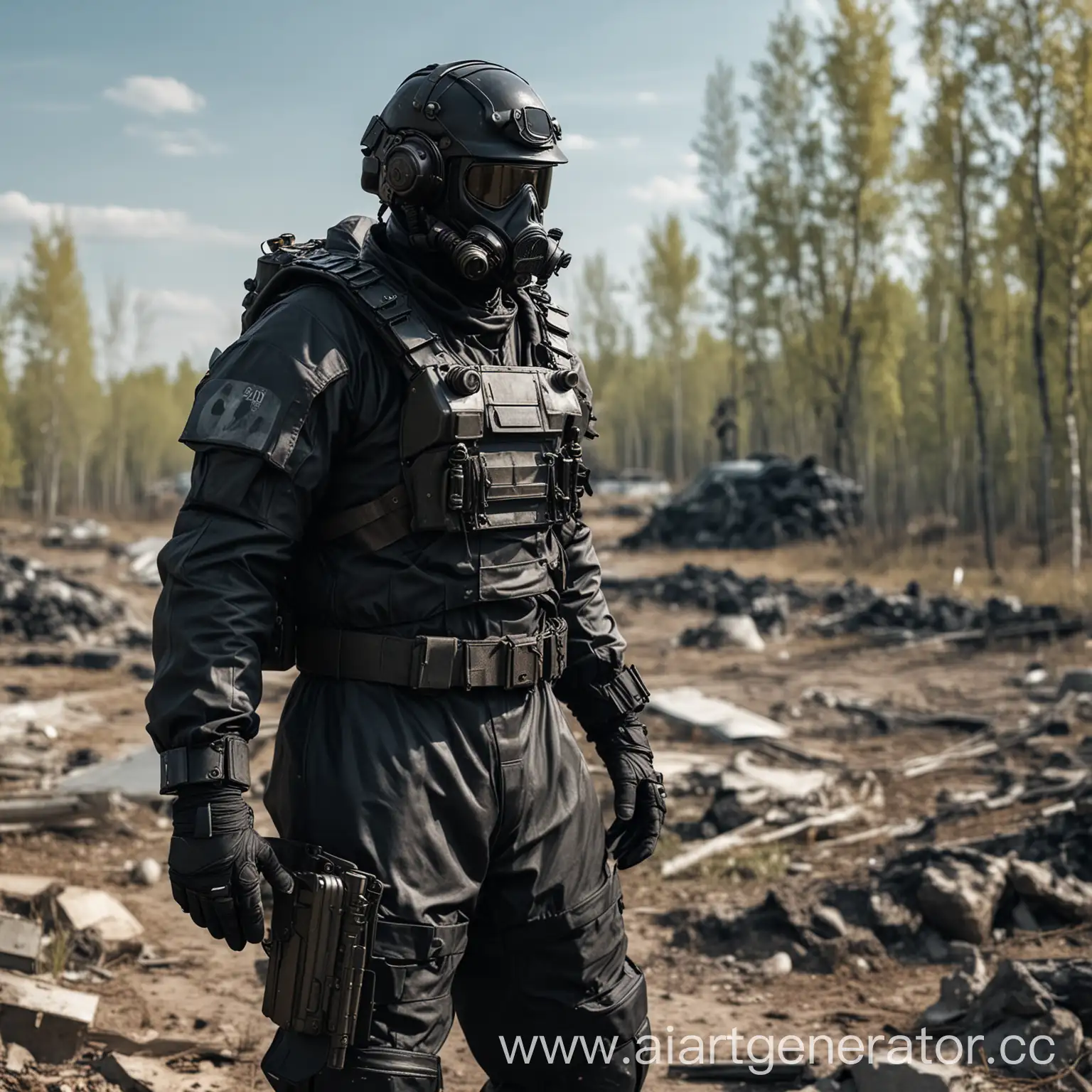 Elite-Mercenary-in-Black-Exosuit-at-Chernobyl-Exclusion-Zone