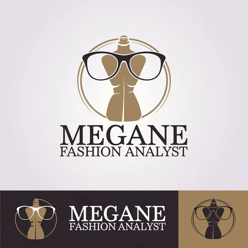 a vector logo design,with the text "Megane Fashion Analyst", main symbol:Glasses, fashion, match, simple,Moderate,be used in Others industry,clear background