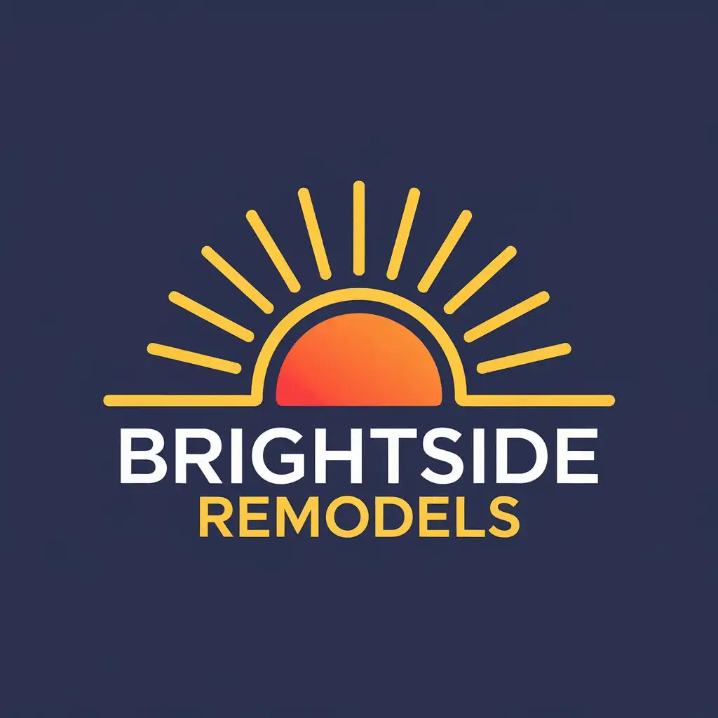 LOGO Design for Brightside Remodels Modern Minimalistic with Sunbeam Symbol and Bold Color Contrast