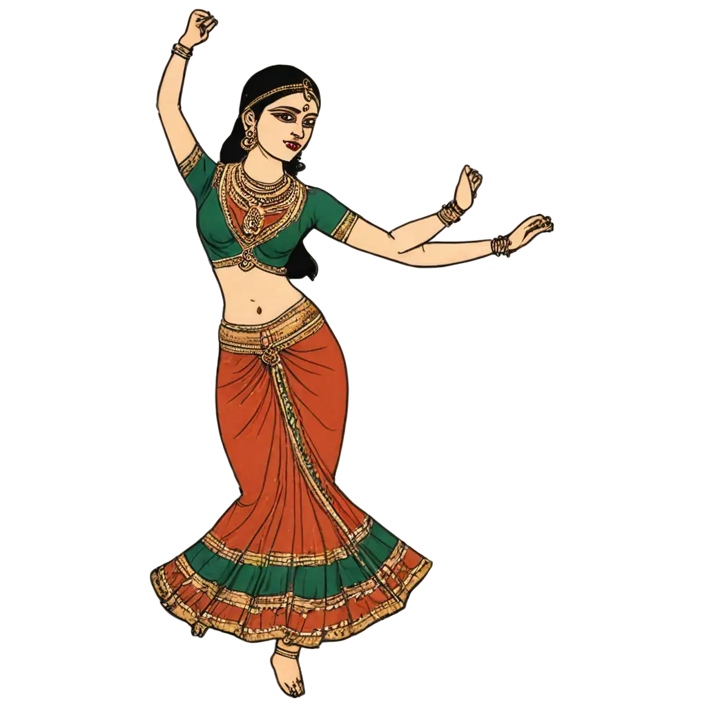 PNG-Image-of-Dancing-Indian-Woman-in-Tanjore-Painting-Style