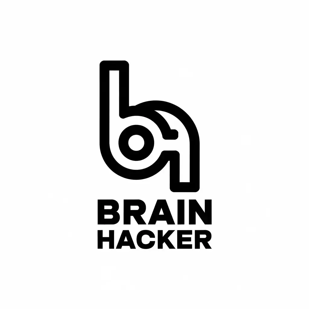 LOGO Design for Brain Hacker Modern Vector Design with B H Symbol and Clear Background