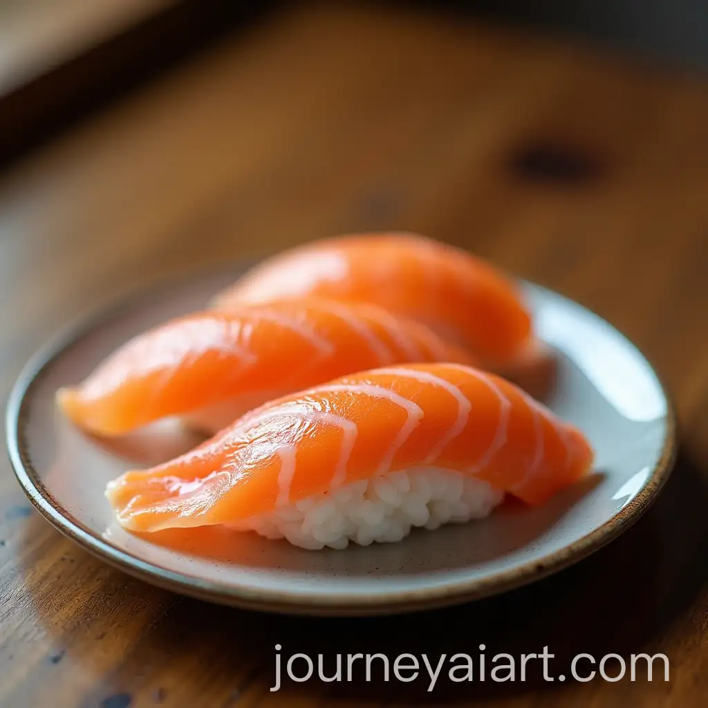 Sushi-Nigiri-on-a-Wooden-Plate-CloseUp-on-a-Rustic-Table