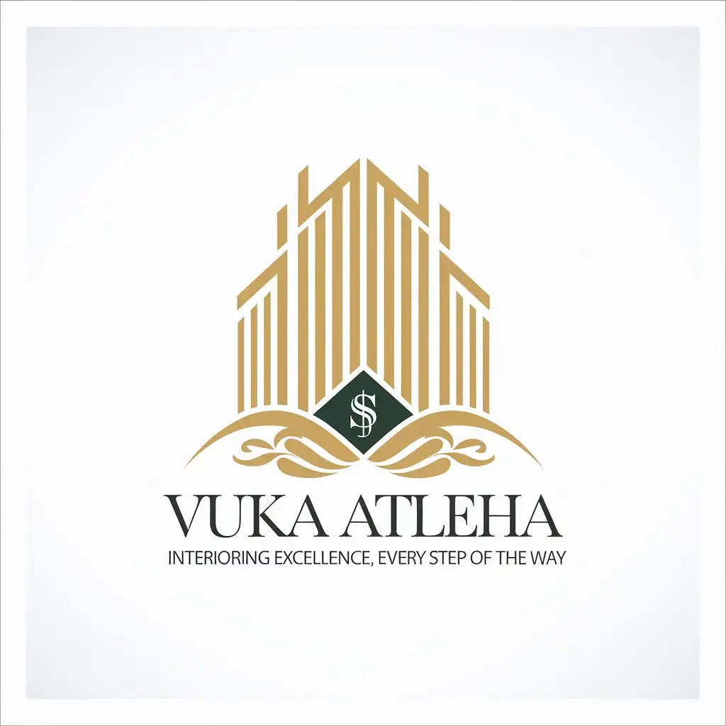 LOGO Design for Vuka Atleha Interiors Engineering Excellence Luxurious Gold Green Real Estate Theme