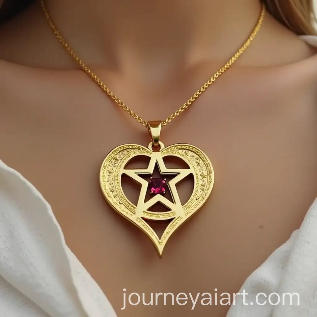 Gold-Dollar-Pendant-Design-with-Crescent-Star-and-Maroon-Stone