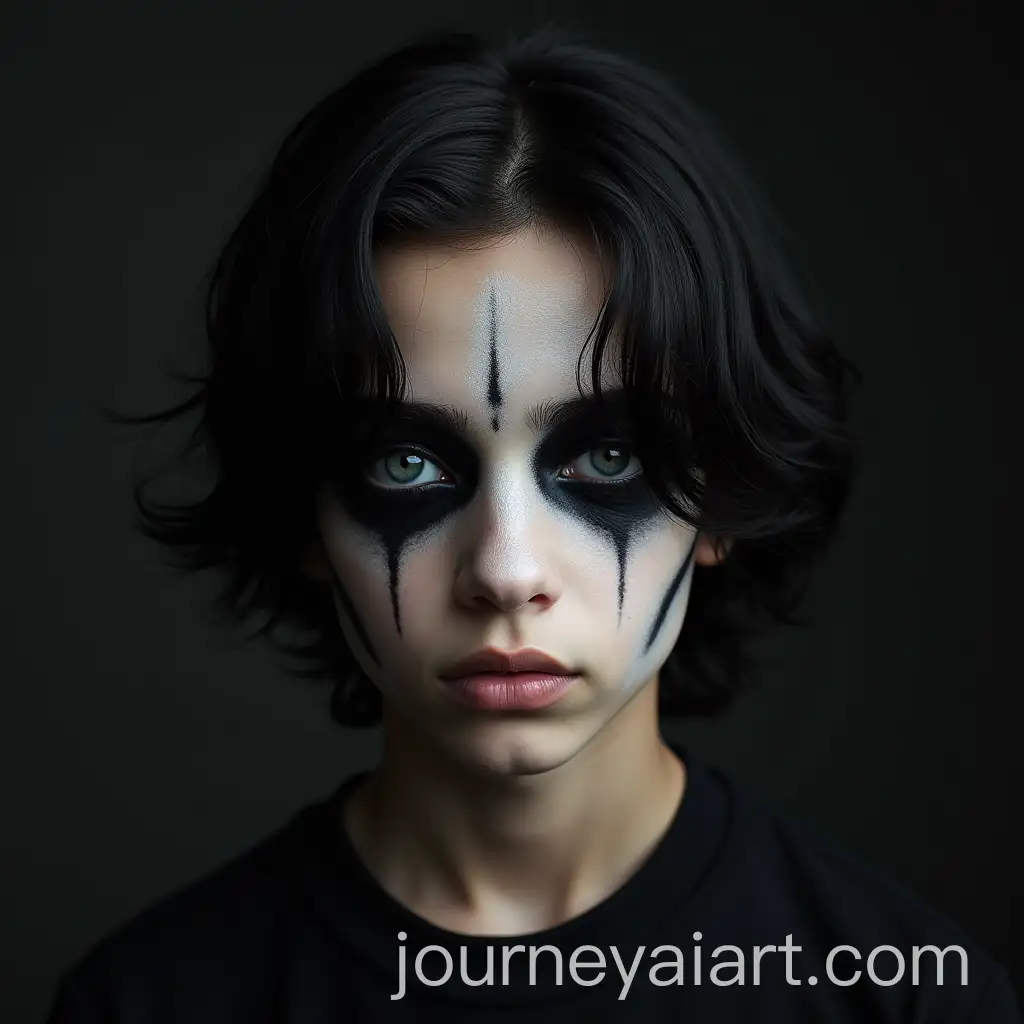 Young-Boy-with-BlackandWhite-Face-Makeup