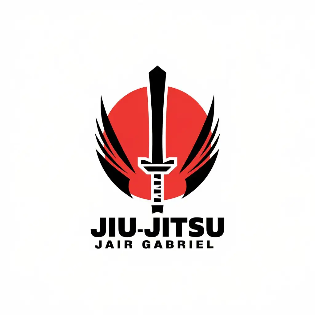 LOGO Design For JiuJitsu Jair Gabriel Black and Red Samurai Sword Symbol