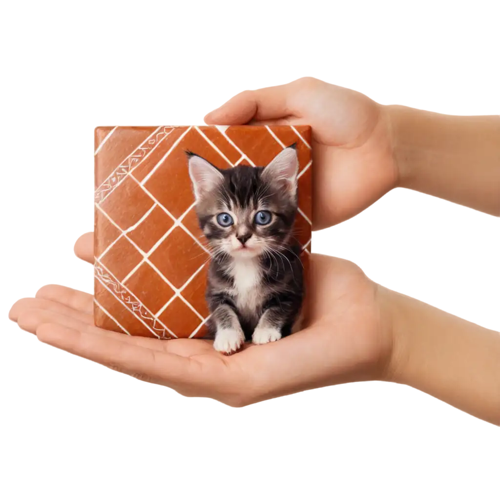 Kitten-Holding-Moroccan-Pattern-Tile-PNG-A-Cute-and-Artistic-Digital-Asset