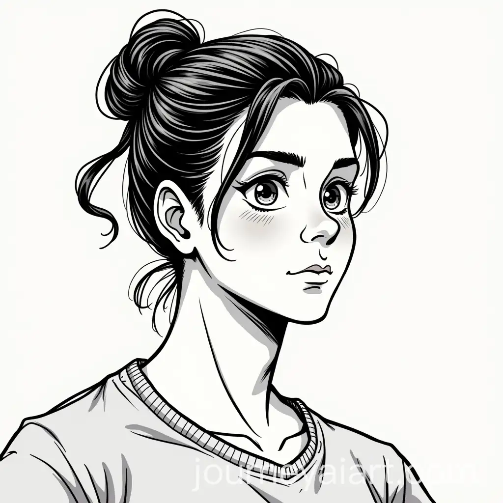 Comic-Style-Portrait-of-a-Young-Man-with-Tied-Up-Hair