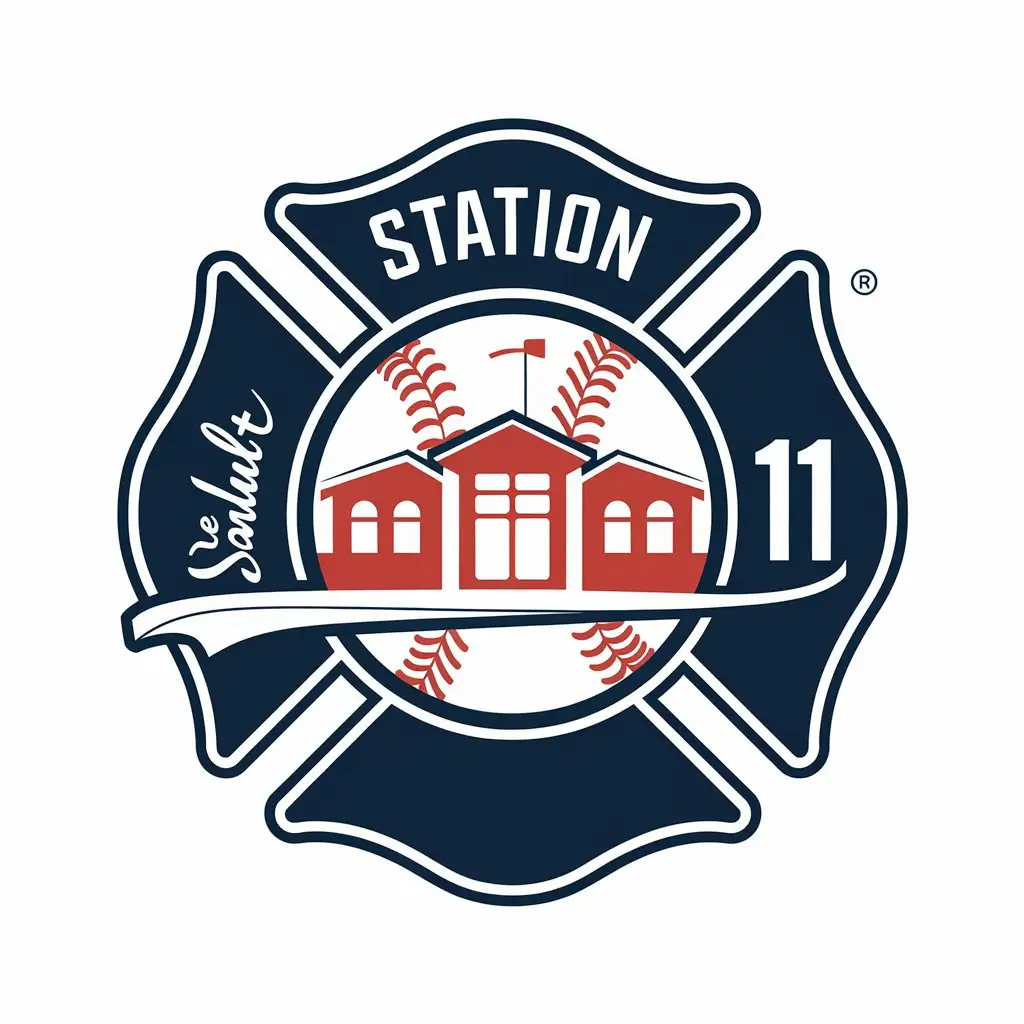 LOGO Design for Station 11 Fire Station Baseball Theme with Clear Background