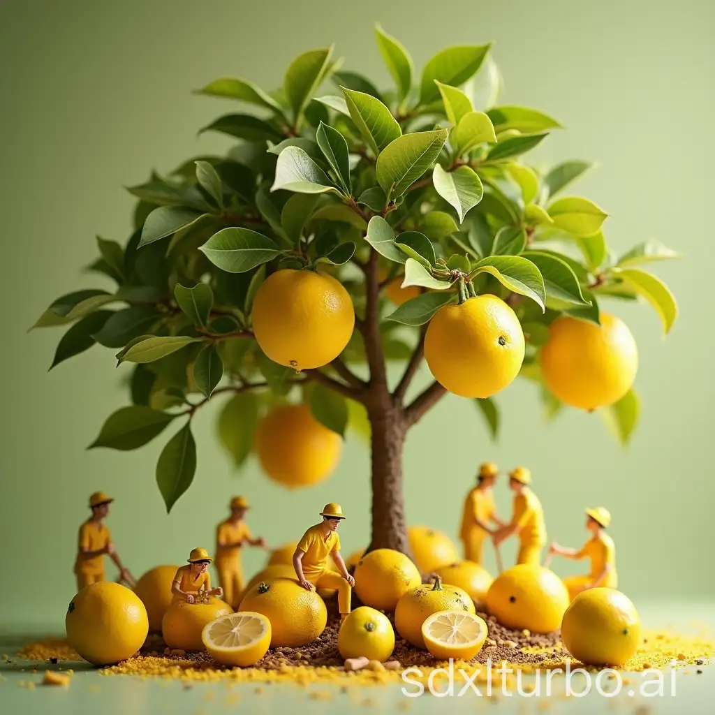 Miniature-World-Lemon-Pomelo-Tree-with-Small-Figures