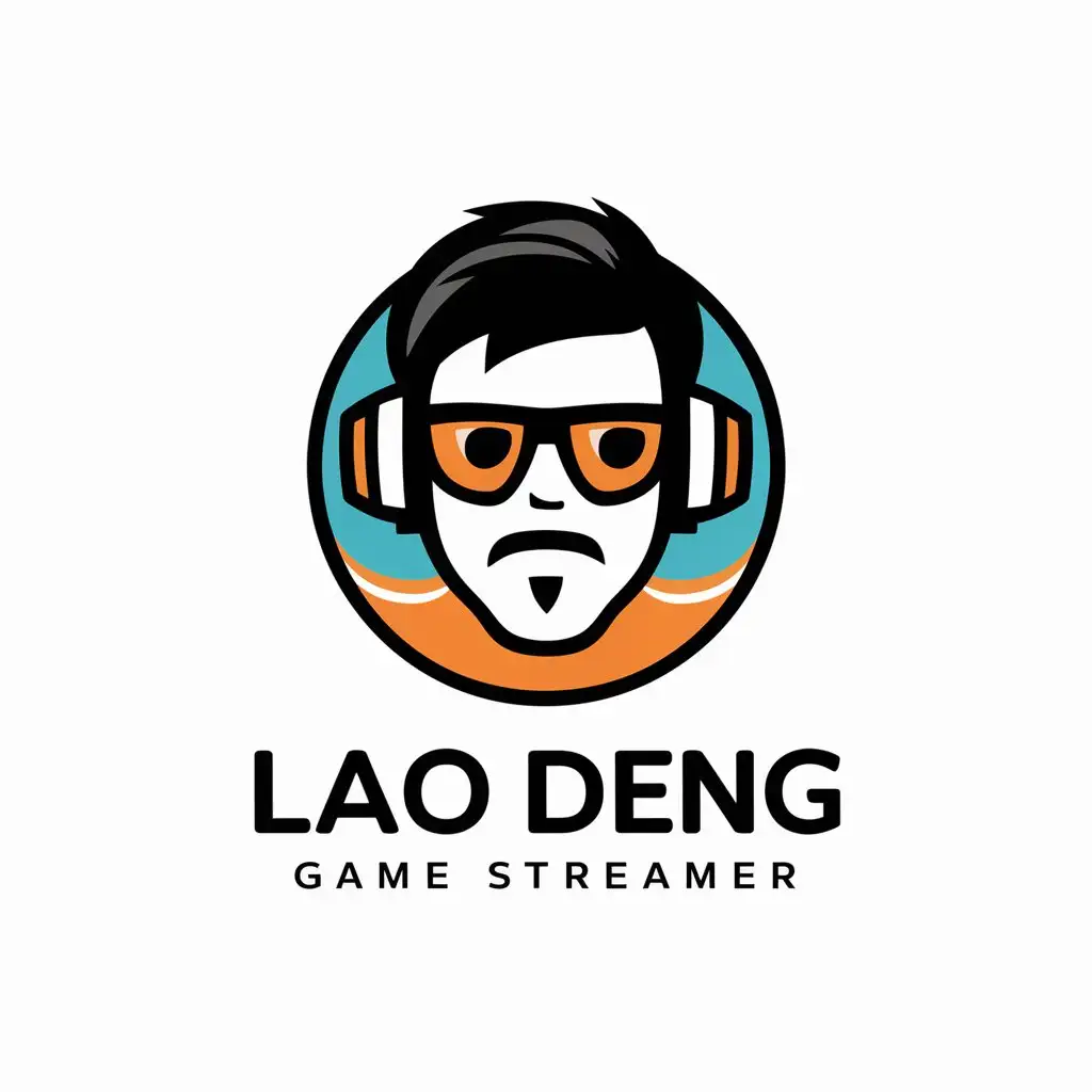 a vector logo design,with the text "lao deng", main symbol:game streamer,Moderate,be used in Internet industry,clear background