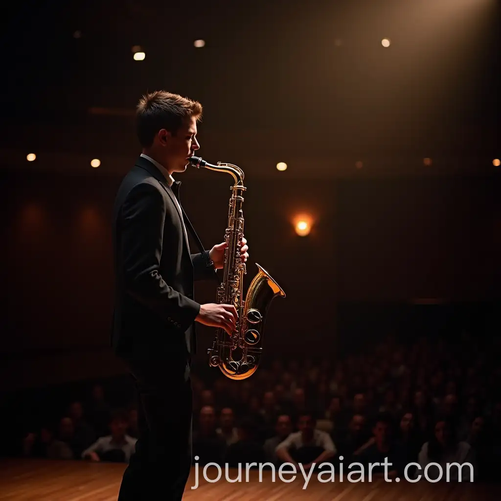 Young-Man-Playing-Jazz-on-Saxophone-in-Dimly-Lit-Concert-Hall