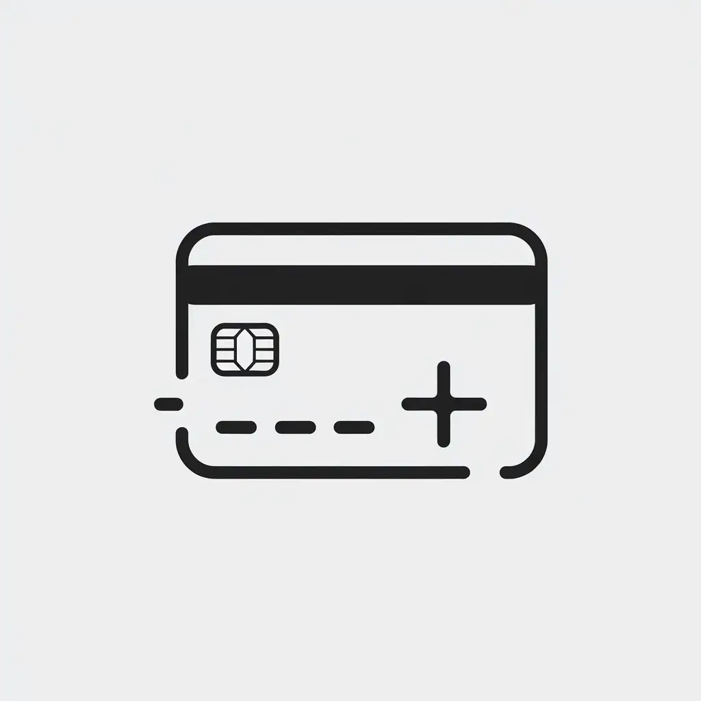 a vector logo design,with the text "-", main symbol:schematically depicted bank card,Minimalistic,clear background