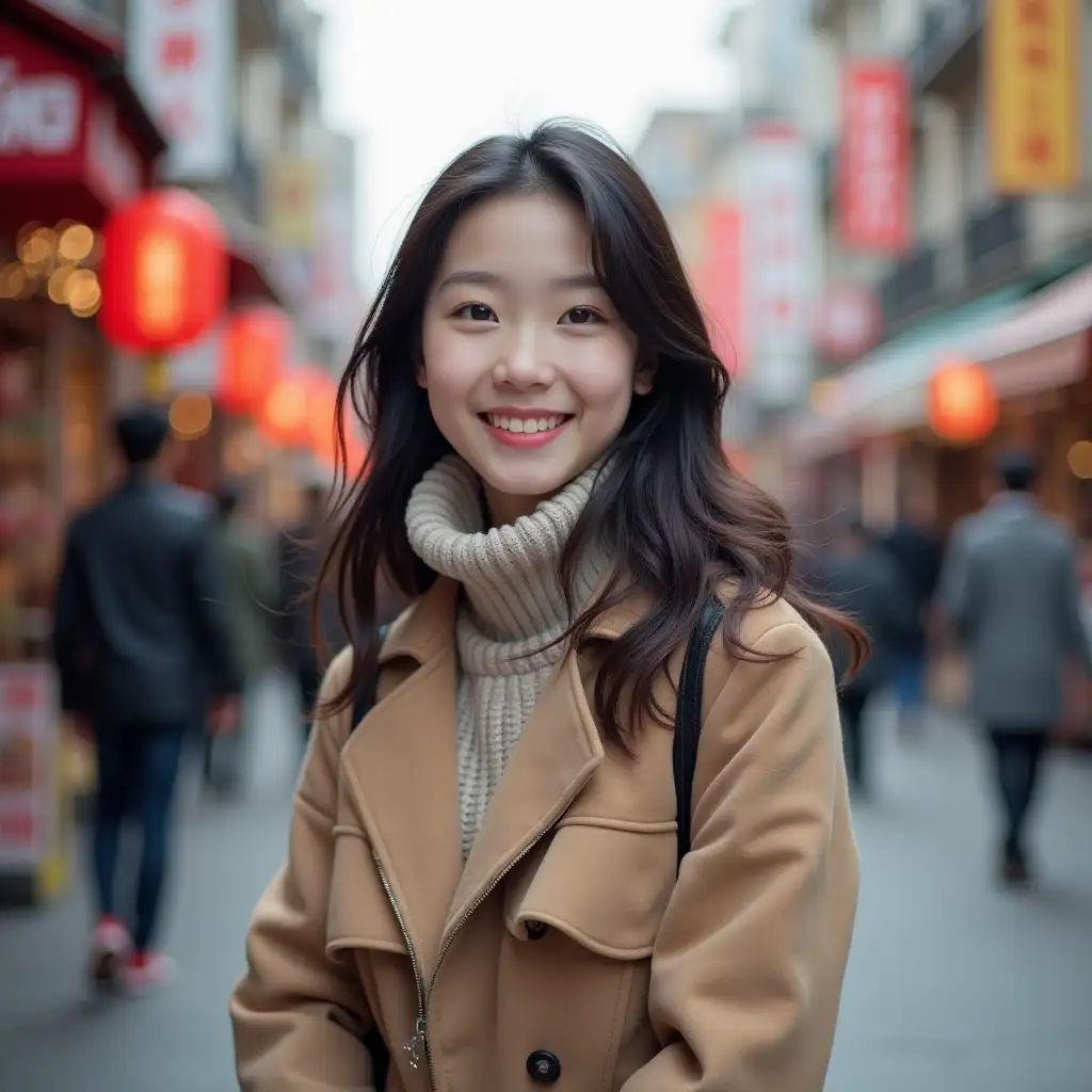 A Korean Cute Girl On market Street