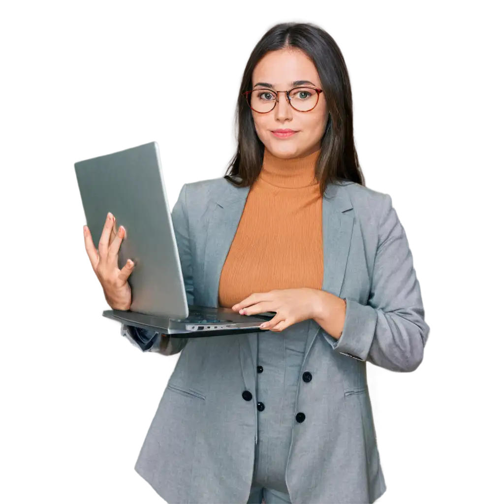 Beautiful-Woman-Holding-Laptops-PNG-Image-Creation-for-Enhanced-Clarity