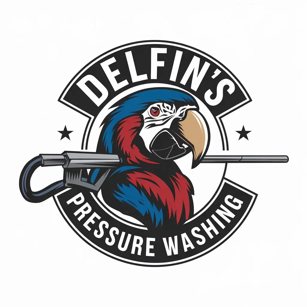 LOGO Design For Delfins Pressure Washing Parrot Head Symbol in Real Estate Industry