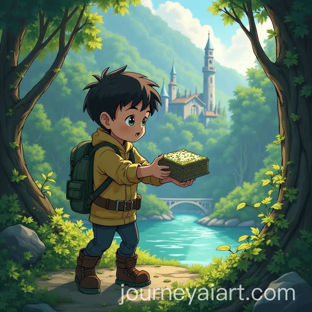 13YearOld-Adventurer-Boy-Grabbing-Silver-Reliquary-in-Forest-by-River