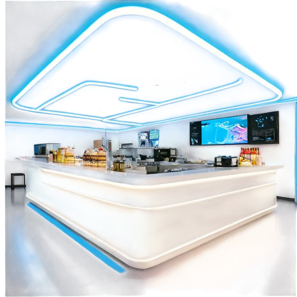 HighTech-White-Burger-Joint-Interior-with-Floating-Blue-Neon-Lights-PNG-Image-for-Modern-Restaurant-Design-Digital-Media