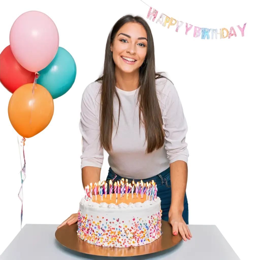 Vibrant-Birthday-Celebration-PNG-Capture-Joy-with-a-Smiling-Woman-Blowing-Out-Candles