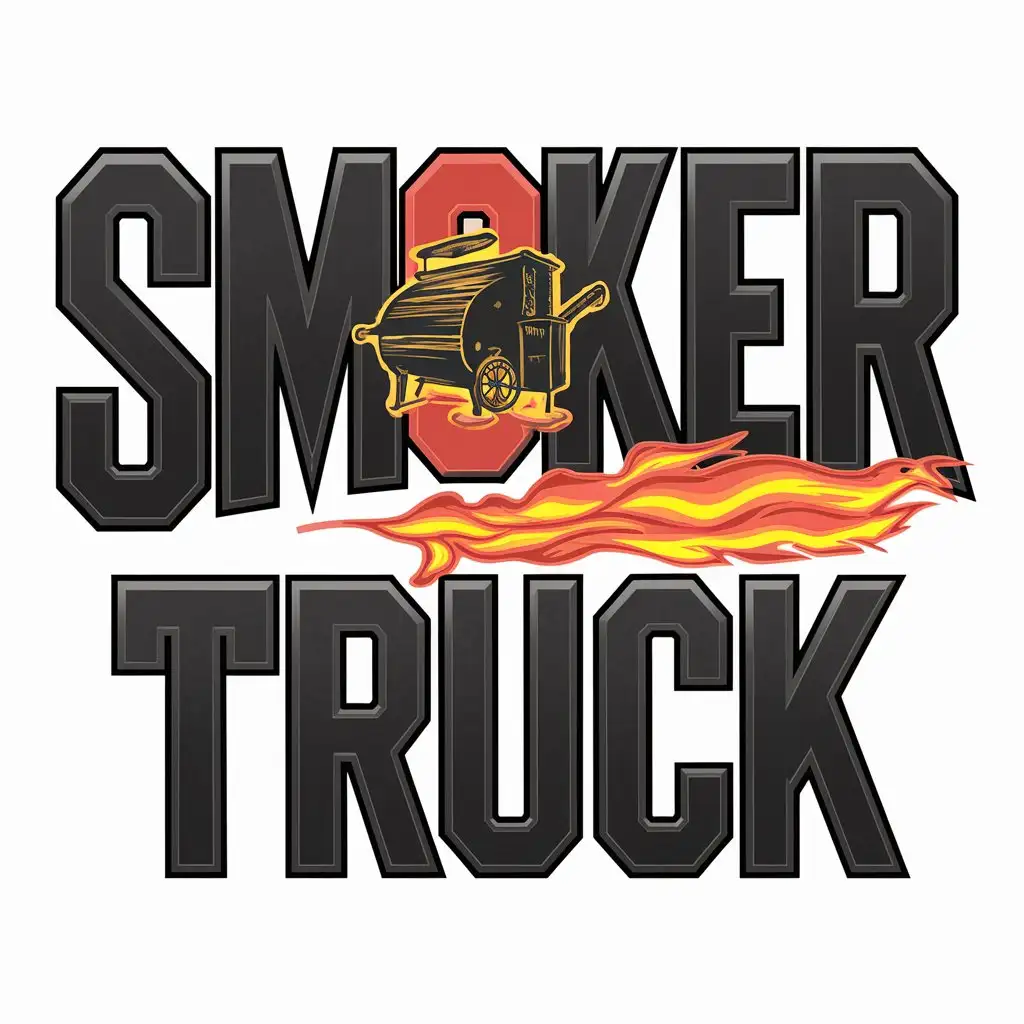 Texas Smoker Truck Logo Design Bold Brutal and Fiery Style